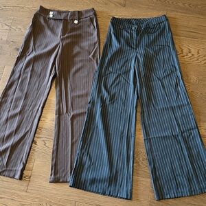 NWOT 2 pair of Striped Brown and charcoal Gray Pants